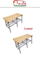 Panca spogliatoio con doghe in legno - Dim. 150x30x43H cm.